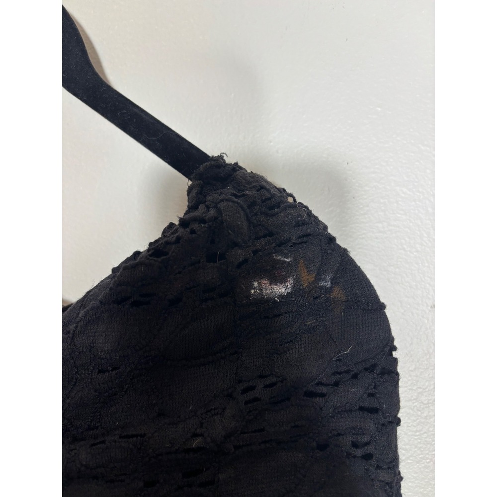 Acorn Womens Black Lace Off The Shoulder Ruffle Blouse Short Sleeve Top Floral - Picture 2 of 3